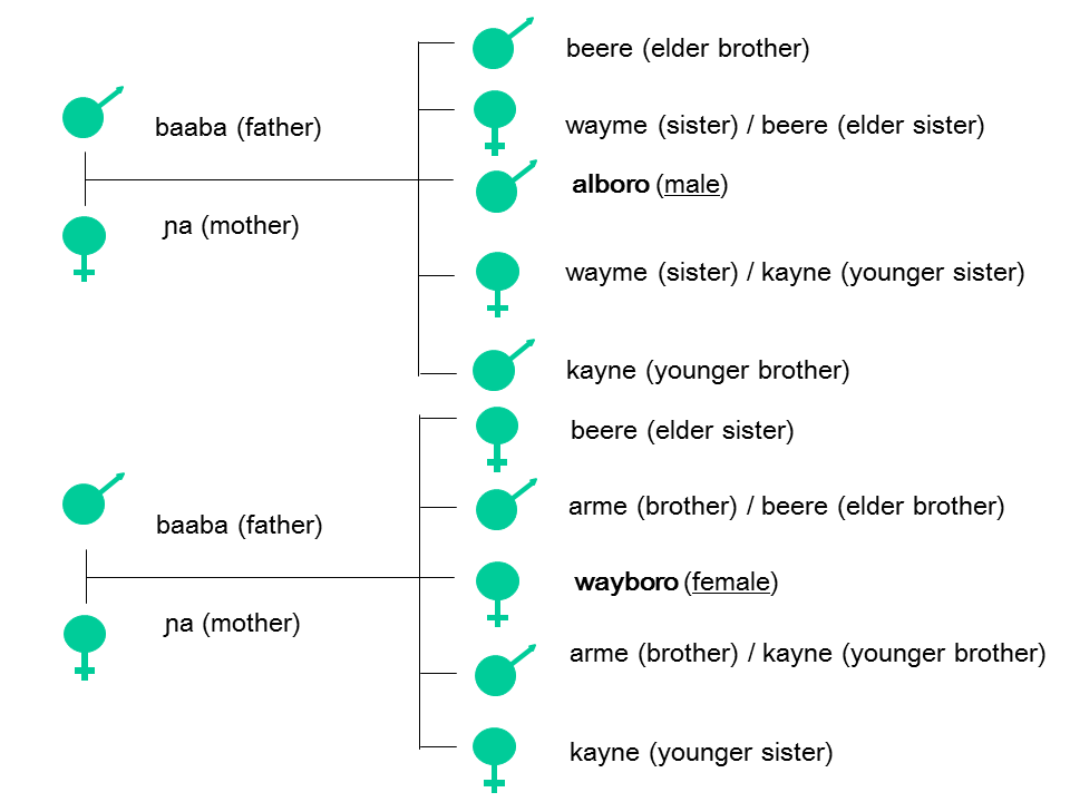Chart with familiy relationships